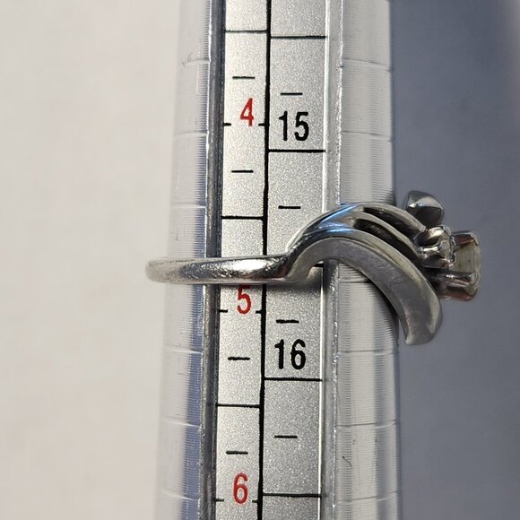 White Gold 18K Solid Natural 3 Diamond .45cts Ring Sz 5 4.28g VTG - Picture 5 of 14